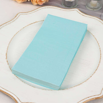 50 Pack 2 Ply Soft Baby Blue Disposable Party Napkins, Wedding Reception Dinner Paper Napkins