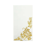 50 Pack White Gold Floral Baroque Print Dinner Paper Napkins, Soft Disposable Party#whtbkgd