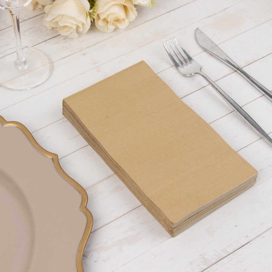 50 Pack 2 Ply Soft Natural Disposable Party Napkins, Wedding Reception Dinner Paper Napkins