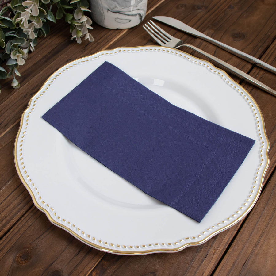50 Pack | 2 Ply Soft Navy Blue Wedding Reception Dinner Paper Napkins