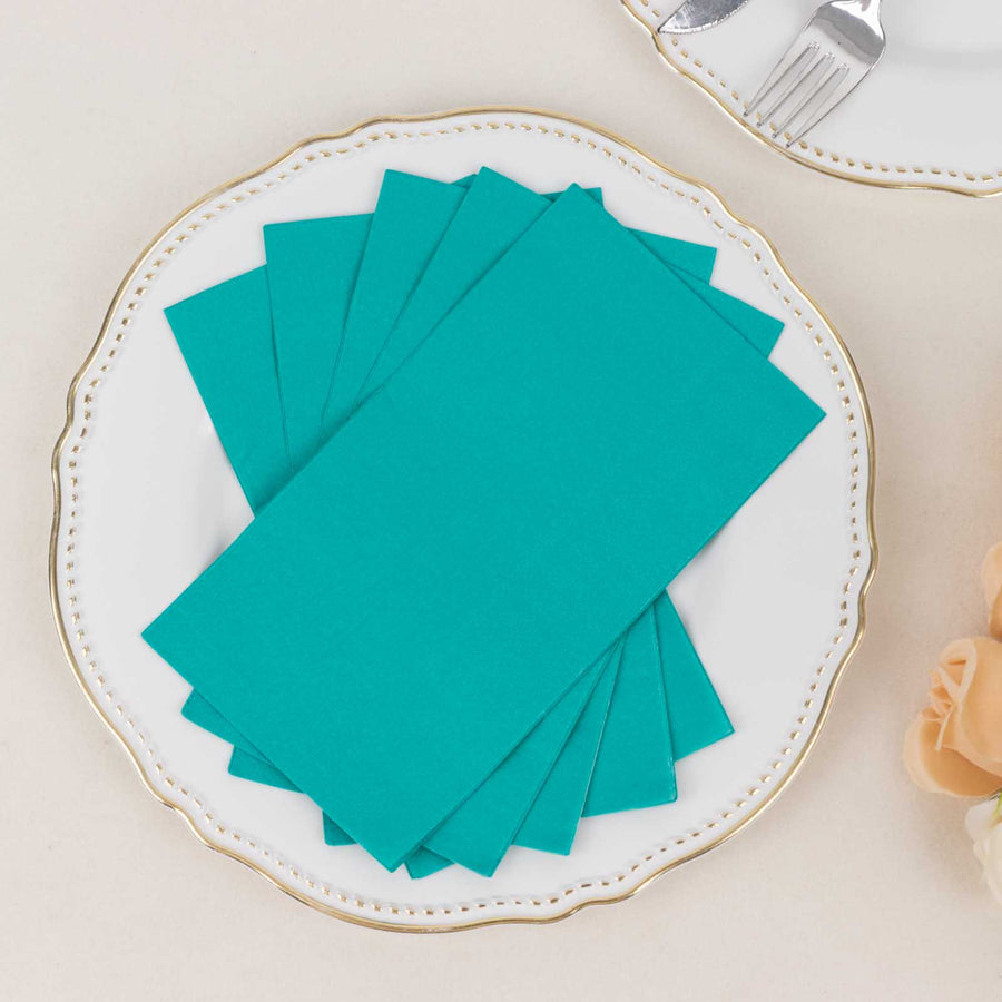50 Pack 2 Ply Soft Turquoise Disposable Party Napkins, Wedding Reception Dinner Paper Napkins