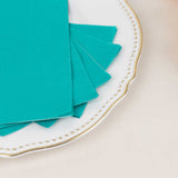 50 Pack 2 Ply Soft Turquoise Disposable Party Napkins, Wedding Reception Dinner Paper Napkins