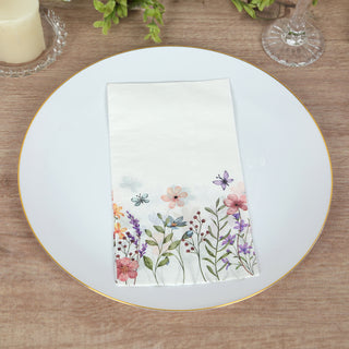 <strong>Soft White Wildflower Butterfly Paper Dinner Napkins</strong>