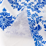 5 Pack Royal Blue White Damask Flocking Taffeta Napkins, Decorative Cloth Napkins