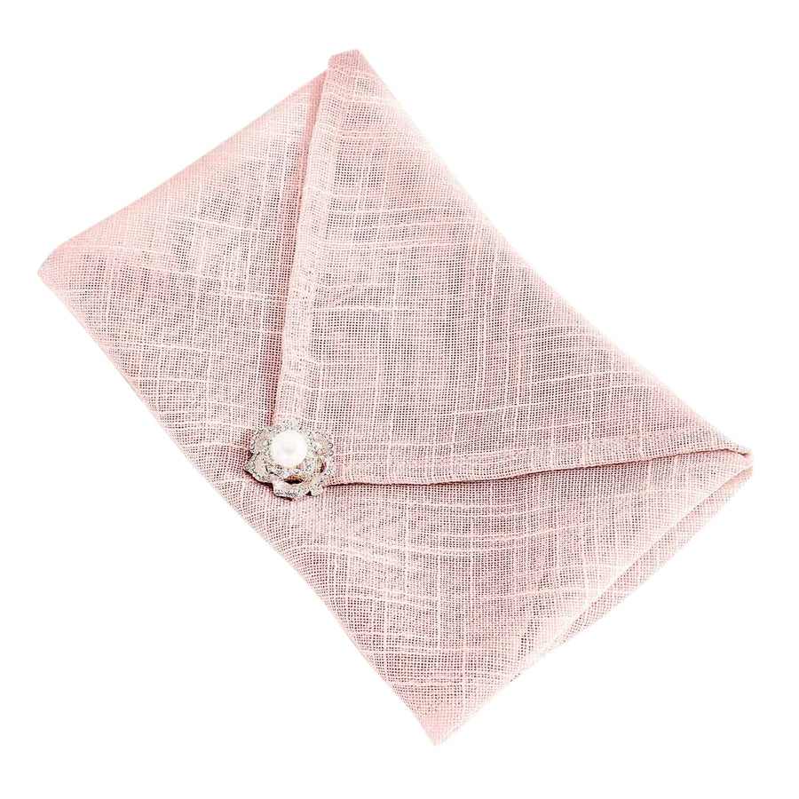 5 Pack | Blush/Rose Gold Slubby Textured Cloth Dinner Napkins, Wrinkle Resistant Linen | 20x20Inch