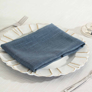 Blue Slubby Textured Cloth Dinner Napkins