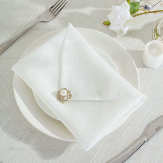 Enhance Your Table Decor with White Slubby Textured Cloth Dinner Napkins
