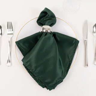 <span style="background-color:transparent;color:#1d1f25;">Refined Hunter Emerald Green Lamour Satin Cloth Napkins for Your Table Setting</span>