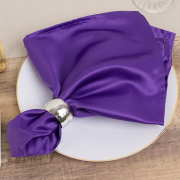 5 Pack Lamour Satin 20"x20" Napkins Purple - Soft Matte Finish Dinner Napkins