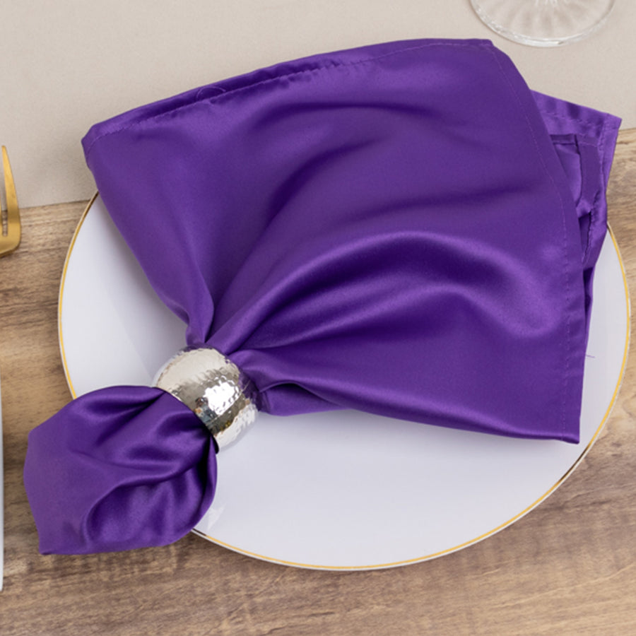 5 Pack Purple Lamour Satin Napkins - 20x20inch