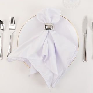 <span style="background-color:transparent;color:#1d1f25;">Refined White Lamour Satin Cloth Napkins for Your Table Setting</span>