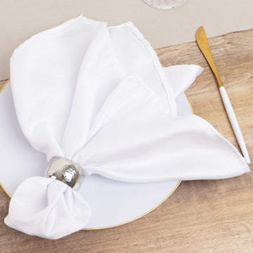 5 Pack Lamour Satin 20"x20" Napkins White - Exquisite Dinner Napkins with Soft Matte Finish for Weddings & Events