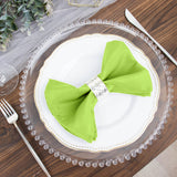 5 Pack | Apple Green Seamless Cloth Dinner Napkins, Wrinkle Resistant Linen | 17inchx17inch