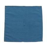 Blue denim square fabric swatch on a white background.