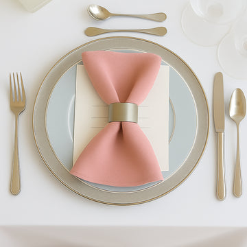 5 Pack Dusty Rose Scuba Napkins – 17"x17", Wrinkle-Free & Stain Resistant Cloth Napkins