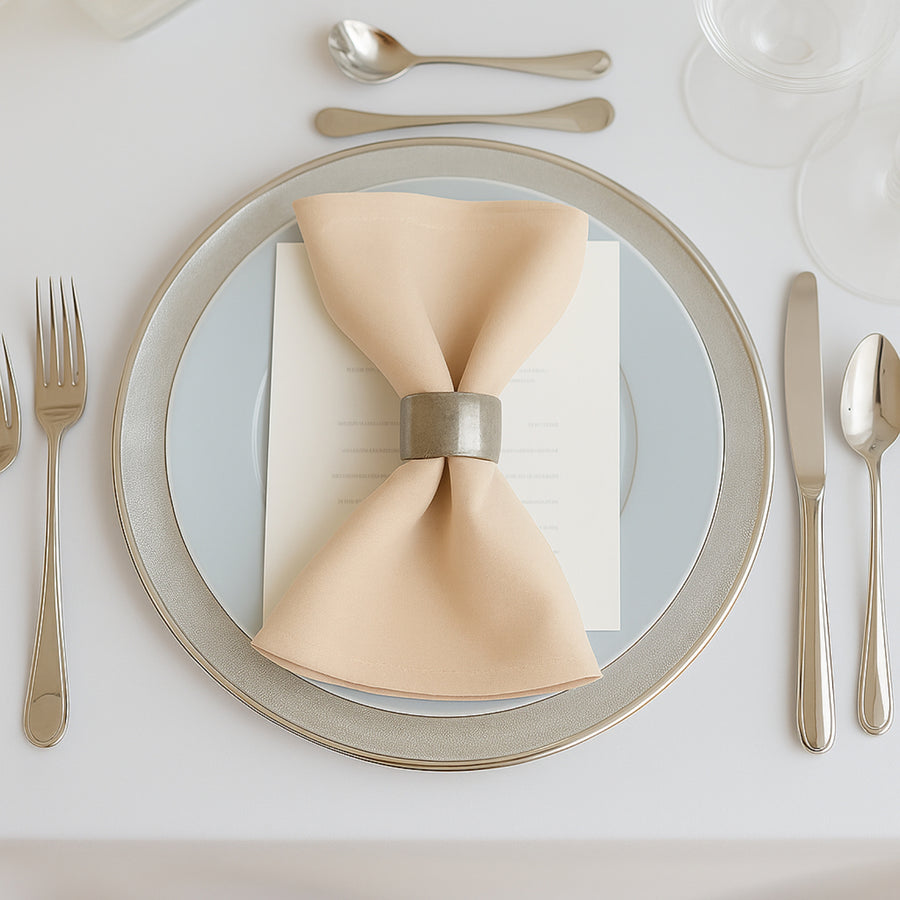 5 Pack Beige Scuba Napkins – 17x17, Wrinkle-Free & Stain Resistant Cloth Napkins