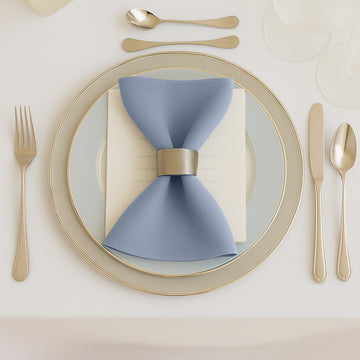 5 Pack Dusty Blue Scuba Napkins – 17"x17", Wrinkle-Free & Stain Resistant Cloth Napkins