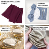 5 Pack Burgundy Scuba Napkins – 17x17, Wrinkle-Free & Stain Resistant Cloth Napkins