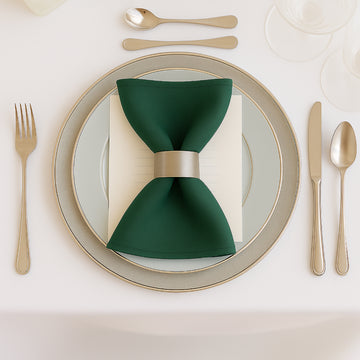 5 Pack Hunter Emerald Green Scuba Napkins – 17"x17", Wrinkle-Free & Stain Resistant Cloth Napkins