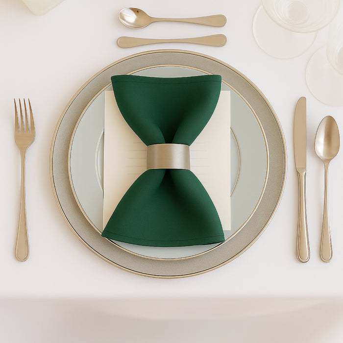 5 Pack Hunter Emerald Green Scuba Napkins – 17x17, Wrinkle-Free & Stain Resistant Cloth Napkins