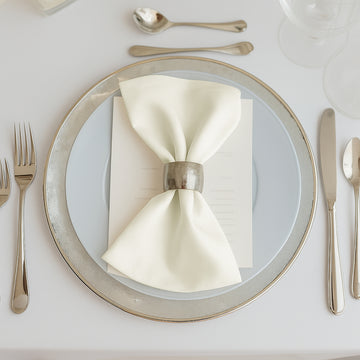 5 Pack Ivory Scuba Napkins – 17"x17", Wrinkle-Free & Stain Resistant Cloth Napkins