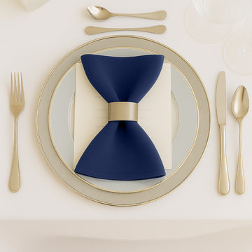 5 Pack Navy Blue Scuba Napkins – 17"x17", Wrinkle-Free & Stain Resistant Cloth Napkins