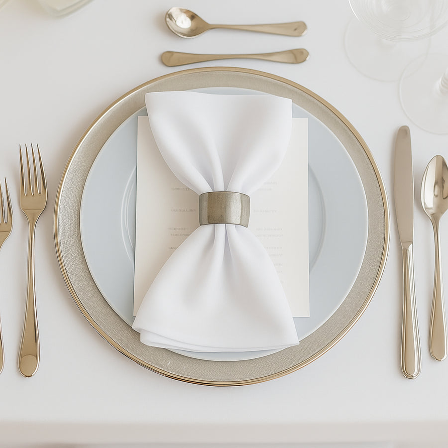 5 Pack White Scuba Napkins – 17x17, Wrinkle-Free & Stain Resistant Cloth Napkins