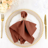Terracotta (Rust) Cloth Napkins with Hemmed Edges, Reusable Polyester Dinner Linen Napkins - 17\"x17\"