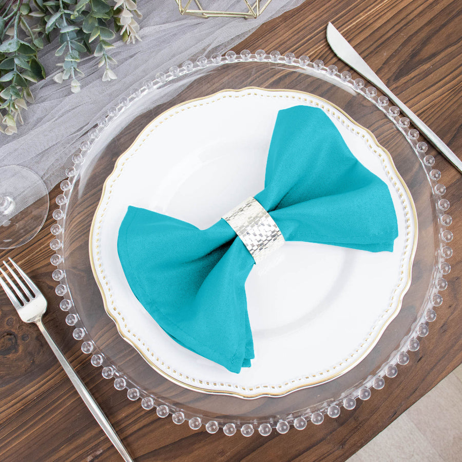 5 Pack | Turquoise Seamless Cloth Dinner Napkins, Wrinkle Resistant Linen | 17inchx17inch