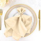 5 Pack | Beige Seamless Cloth Dinner Napkins, Reusable Linen | 20inchx20inch