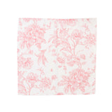 5 Pack 20x20 Pink French Toile Polyester Cloth Napkins, White Floral Reusable Dinner Table Linens