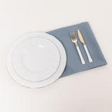 5 Pack Dusty Blue Premium Polyester Cloth Napkins with Hemmed Edges