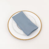 5 Pack Dusty Blue Premium Polyester Cloth Napkins with Hemmed Edges