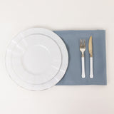 5 Pack Dusty Blue Premium Polyester Cloth Napkins with Hemmed Edges