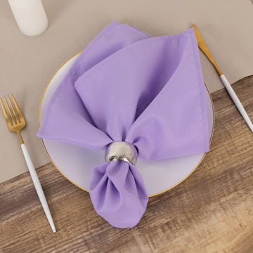 5 Pack Lavender Lilac Premium Polyester Cloth Napkins with Hemmed Edges, Reusable Dinner Napkins 20"x20 - 220GSM