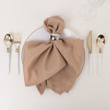 5 Pack Nude Premium Polyester Cloth Napkins with Hemmed Edges, Reusable Dinner Napkins