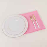 5 Pack Pink Premium Polyester Cloth Napkins with Hemmed Edges, Reusable Dinner Napkins