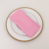 5 Pack Pink Premium Polyester Cloth Napkins with Hemmed Edges, Reusable Dinner Napkins