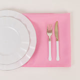 5 Pack Pink Premium Polyester Cloth Napkins with Hemmed Edges, Reusable Dinner Napkins