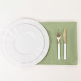 5 Pack Sage Green Premium Polyester Cloth Napkins with Hemmed Edges, Reusable Dinner Napkins