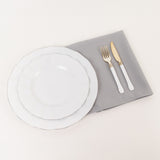 5 Pack Silver Premium Polyester Cloth Napkins with Hemmed Edges, Reusable Dinner Napkins