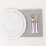 5 Pack Silver Premium Polyester Cloth Napkins with Hemmed Edges, Reusable Dinner Napkins