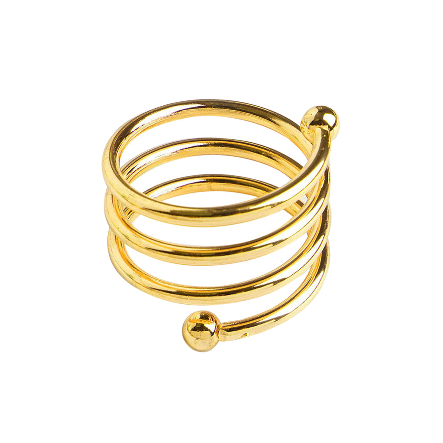4 Pack Gold Plated Aluminium Spiral Napkin Rings #whtbkgd