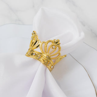 Add Elegance to Your Table with Metallic Gold Crown Rhinestone Napkin Rings