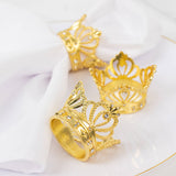 4 Pack | Metallic Gold Crown Rhinestone Napkin Rings, Royal Bling Napkin Holders