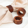 4 Pack | 1.75inch Cinnamon Brown Hardwood Farmhouse Napkin Rings, Napkin Holder Wood Slices
