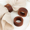 4 Pack | 1.75inch Cinnamon Brown Hardwood Farmhouse Napkin Rings, Napkin Holder Wood Slices
