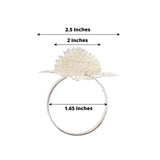 4 Pack | 2inch Elegant Silver Metal Floral Napkin Rings, Daisy Flower Buckle Napkin Holders