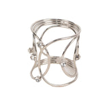 4 Pack Silver Metal Napkin Rings, Hollow Woven Style With Rhinestones, Elegant Napkin Holder