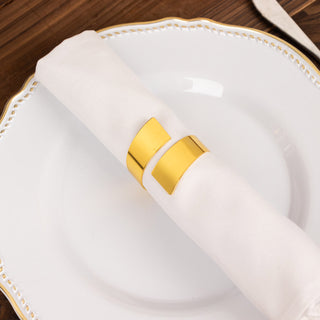 Create a Mesmerizing Table Setting with Shiny Gold Metal Swirl Wrap Cuff Band Napkin Rings
